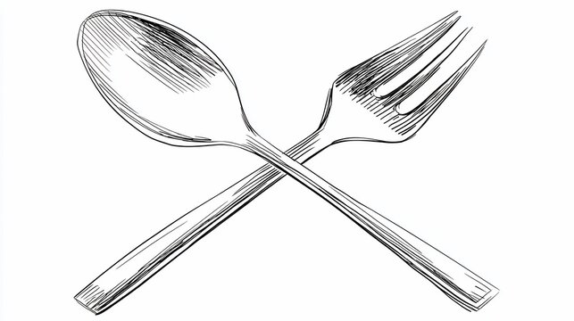 Crossed spoon and fork, graphic design
