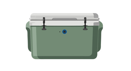 Minimalist Digital Illustration of a Classic Portable Cooler with Simple Color Palette and Subtle Design Details for Freshness and Outdoor Use