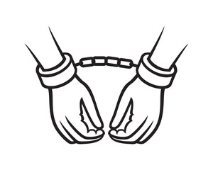Handcuffed Hand Front View Silhouette Style