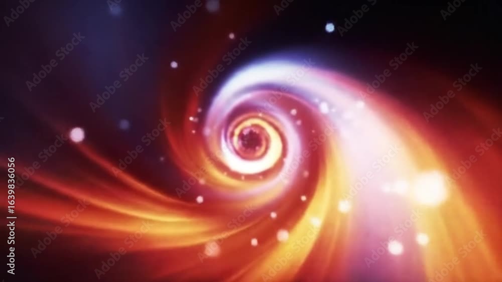 Poster dynamic swirl of energy abstract red and blue light vortex with bokeh effects.