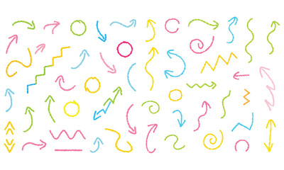Colorful Doodle Arrows Clipart Bundle | Hand Drawn Curved & Spiral Arrows 