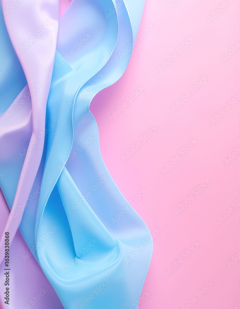 Poster a soft pink and blue gradient background featuring gentle folds, creating a textured, dreamy atmosph