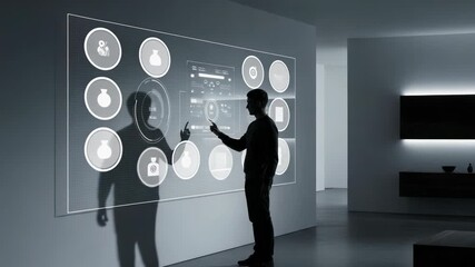 Innovative future interface of a smart home automation system with interactive display - Powered by Adobe