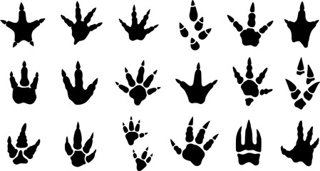 Fototapeta premium Dinosaur Track vector icon set. Dinosaur Footprints illustration sign collection. trace symbol or logo. 