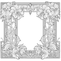 Art Nouveau floral frames