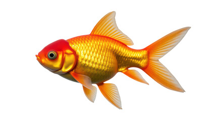 Obraz premium Golden fish swimming gracefully in water, showcasing vibrant colors and intricate details. symbol of prosperity and good fortune