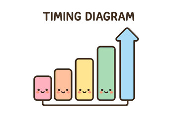 Cute timing diagram with colorful bars and smiling faces business timing diagram