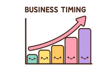 Business timing concept with colorful graph and cheerful icons business timing diagram