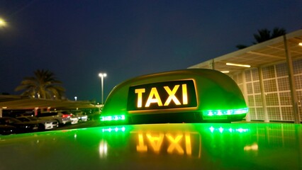 Text logo sign on the car Roof and fabulous view of the reflection on the roof