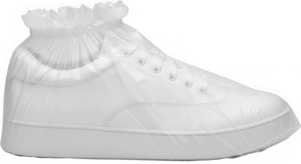 White sneaker with shoe cover isolated on transparent background