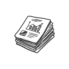 Stack of reports with graphs representing business analysis and data