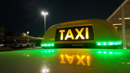 Text logo sign on the car Roof and fabulous view of the reflection on the roof