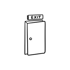 Door with illuminated exit sign above for emergency evacuation