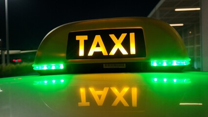 Text logo sign on the car Roof and fabulous view of the reflection on the roof