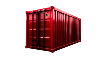 Red Shipping Container with Metal Door Handles and Corrugated Sides