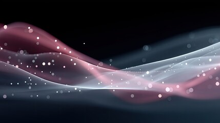 Abstract Dark Waves with Glowing Pink and Blue Mesh