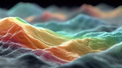 Abstract Digital Noise Landscape with Flickering Neon Glitches