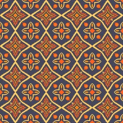 Colorful Geometric Seamless Pattern with Orange and Yellow Motifs