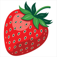 Hand drawn strawberry illustration on white background. Great for healthy food visuals, fruit themed prints, and botanical design projects.