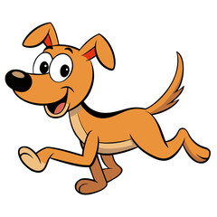 Cartoon dog running happy pet animal vector illustration image art