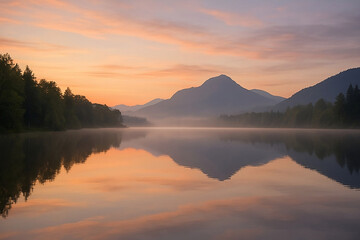 Fototapeta premium sunset over lake
