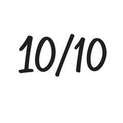 Hand written 10 out of 10 scores. Transparent png and vector illustration