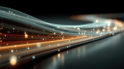 Abstract Glowing Wave with Orange and White Particles