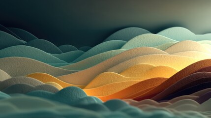 Abstract Gradient Mesh Landscape in Neutral Taupe and Muted Sky Tones