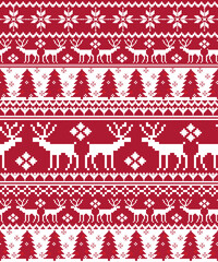 Red and White Christmas Fair Isle Seamless Pattern