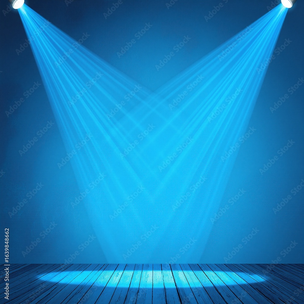 Poster a polished wooden floor illuminated by soft spotlights, casting warm glows and subtle shadows, creat