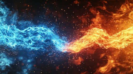 Fototapeta premium Clash of Elements Fire and Ice Abstract Sparkles, contrast , energy
