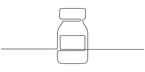 Medicine Bottles continuous one line drawing minimalism design. 