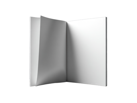 Open blank notebook, light gray cover, facing front