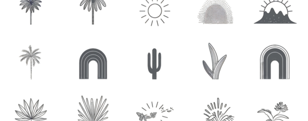 Grey-scale nature icons