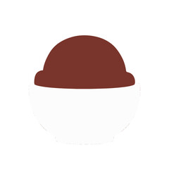 Fototapeta premium A simple, minimalist illustration of a single scoop of chocolate ice cream served in a clean white bowl against a plain background.