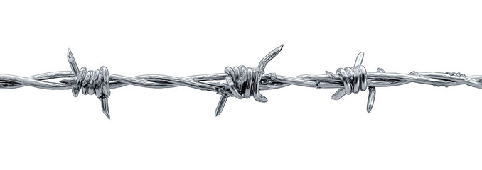Barbed wire stretches across the image