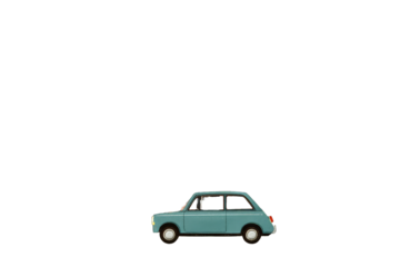 Light teal vintage car, side view, minimalist style