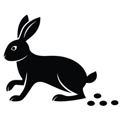 Obraz premium Black rabbit with droppings hare animal