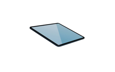 Tablet computer, light-blue screen, dark frame