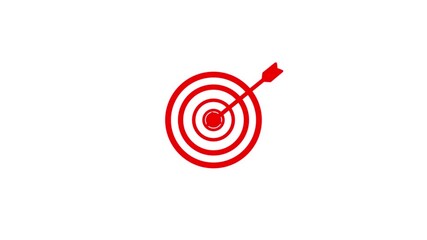 Target, Aim, Goal icons. Red color business goals achievement, target icon. 4k animation. - Powered by Adobe