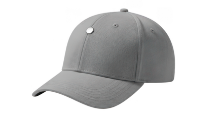 Gray baseball cap with textured pattern isolated on transparent background