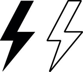 Lightning bolt icon solid and outline style