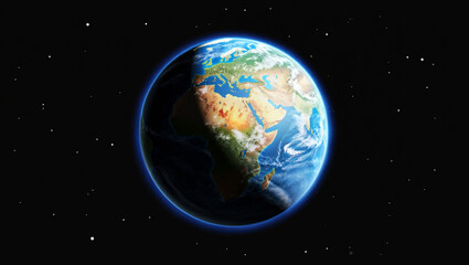 Naklejka premium Earth in Space: An awe-inspiring view of Earth from space, revealing the continents, oceans, and clouds. A captivating sight of our planet's beauty.