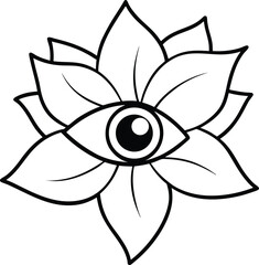 A flower with a human eye in its center silhouette
