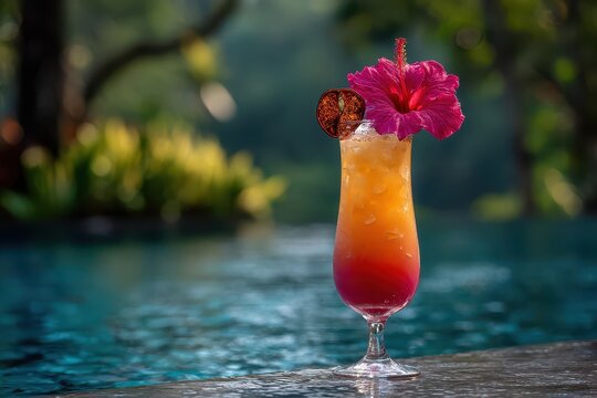 Refreshing Tequila Sunrise Cocktail by Poolside