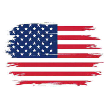 Distressed american flag isolated on transparent background