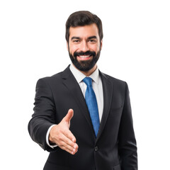 Businessman offering handshake isolated on transparent background