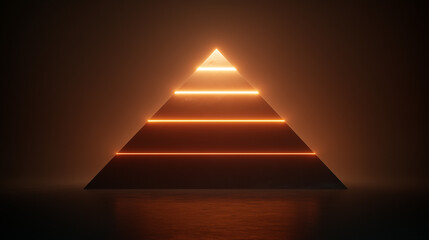 Maslow's Hierarchy of Needs visualized as a glowing pyramid with a brilliant capstone of self-actualization.
