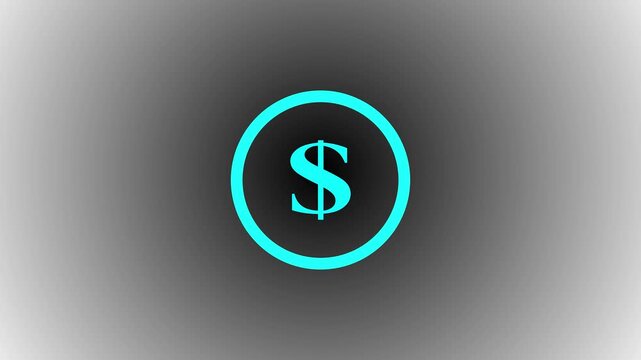 Cyan color dollar icon animation. Doller vector icon illustration Doller vector set. Dollar concept. black background. 
