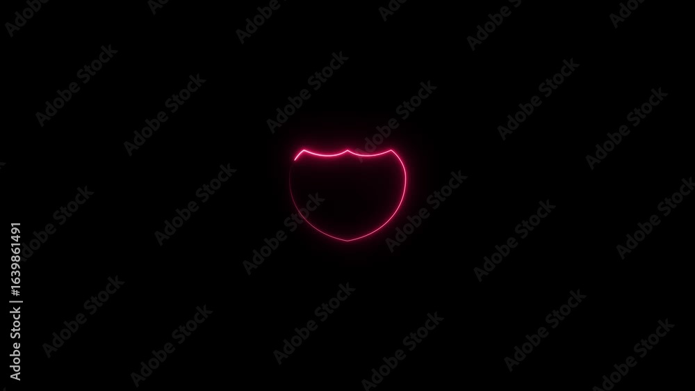 Aufkleber shield purple color icon security neon glowing animation. neon shield icon with wave shield icons lo